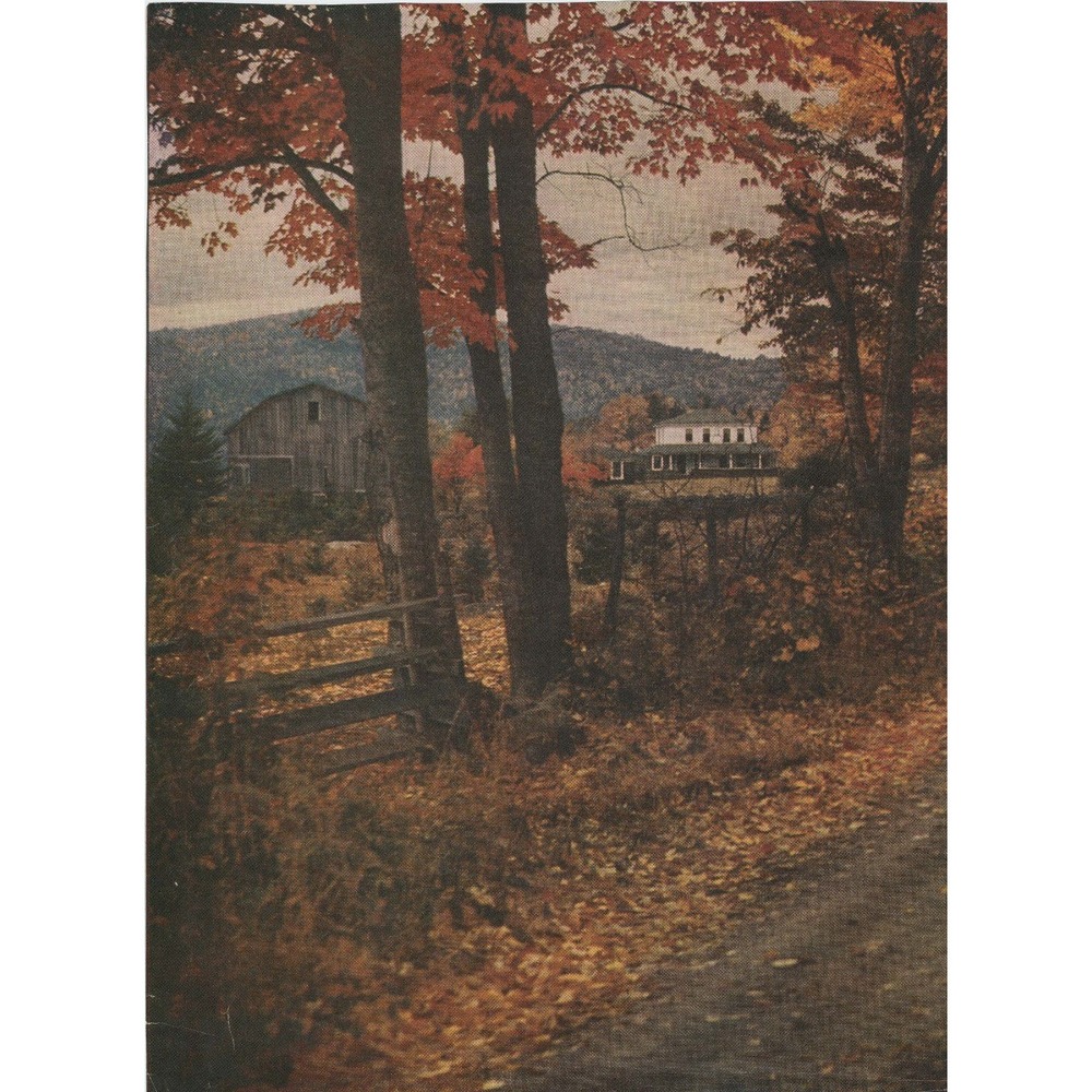 Vintage Autumn New England Landscape Magazine Print Barn Farmhouse Lake